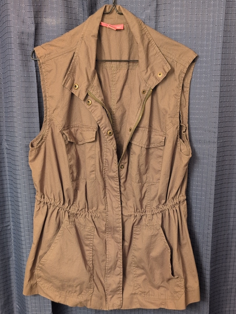 Woman Within Sleeveless Utility Vest in khaki green